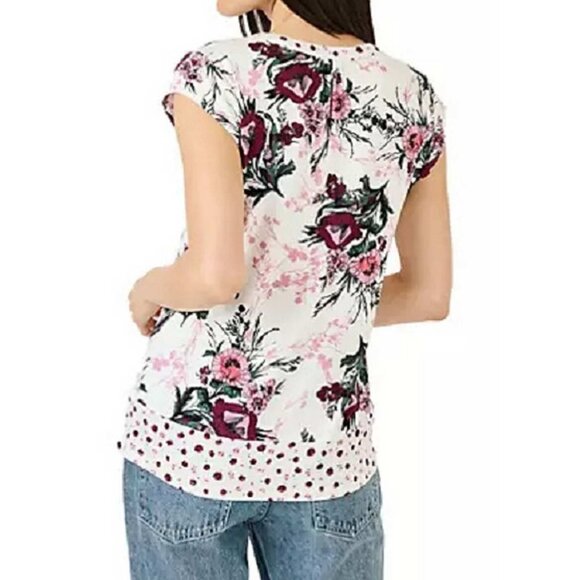 DR2 by Daniel Rainn Short Sleeve Top Blouse with Tassels MEDIUM (3666) - Picture 2 of 10